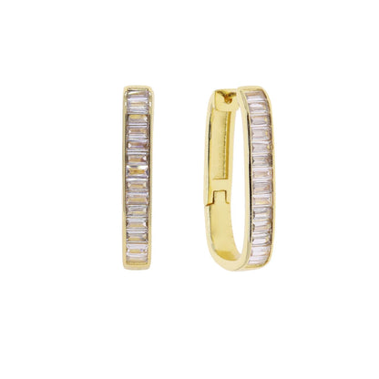 Dynasty Iced Rectangle Hoops Earrings