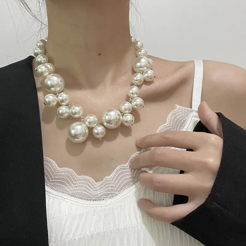 Five Different style of White Imitation Pearl Bead Necklace