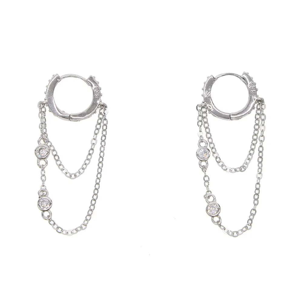 Waterfall Pave Dangle Hoop Earrings