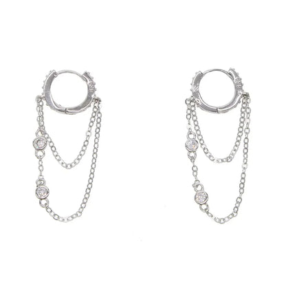 Waterfall Pave Dangle Hoop Earrings