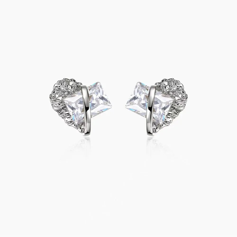 Geometric Zircon Earrings Irregular Metal Lava Rhinestone