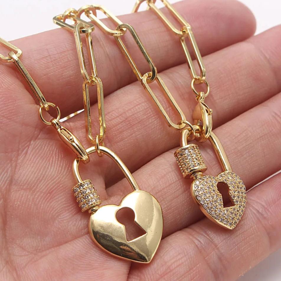 Open Heart Lock Pendant Necklace and Bracelets Set( 3 Pieces )