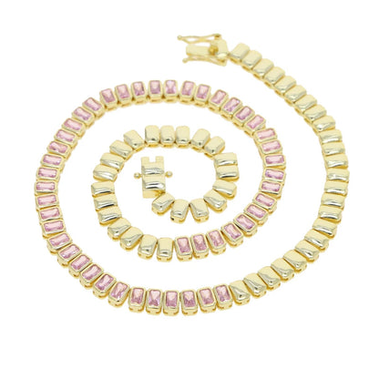 Tennis - Rectangle Choker Various Shaped Bezel CZ Tennis Necklace