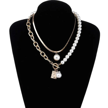 Tow PCS Pearl with Gold Necklace
