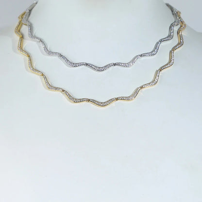 Wave Sparkle Choker Necklace