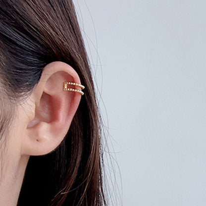Twist Double layer round bead Ear Cuff (One Piece)