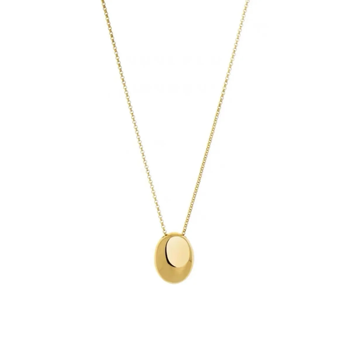 Oval Pendant Stainless Steel Gold Color Long Necklace