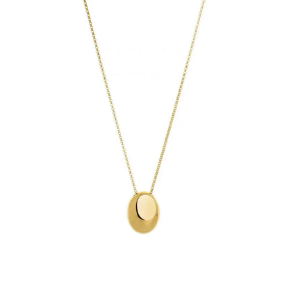 Oval Pendant Stainless Steel Gold Color Long Necklace