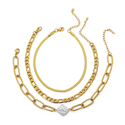 Three Layers with Heart Pearl or Square Pearl Anklet