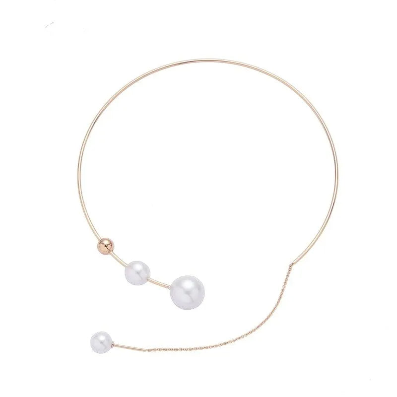 Five Different style of White Imitation Pearl Bead Necklace