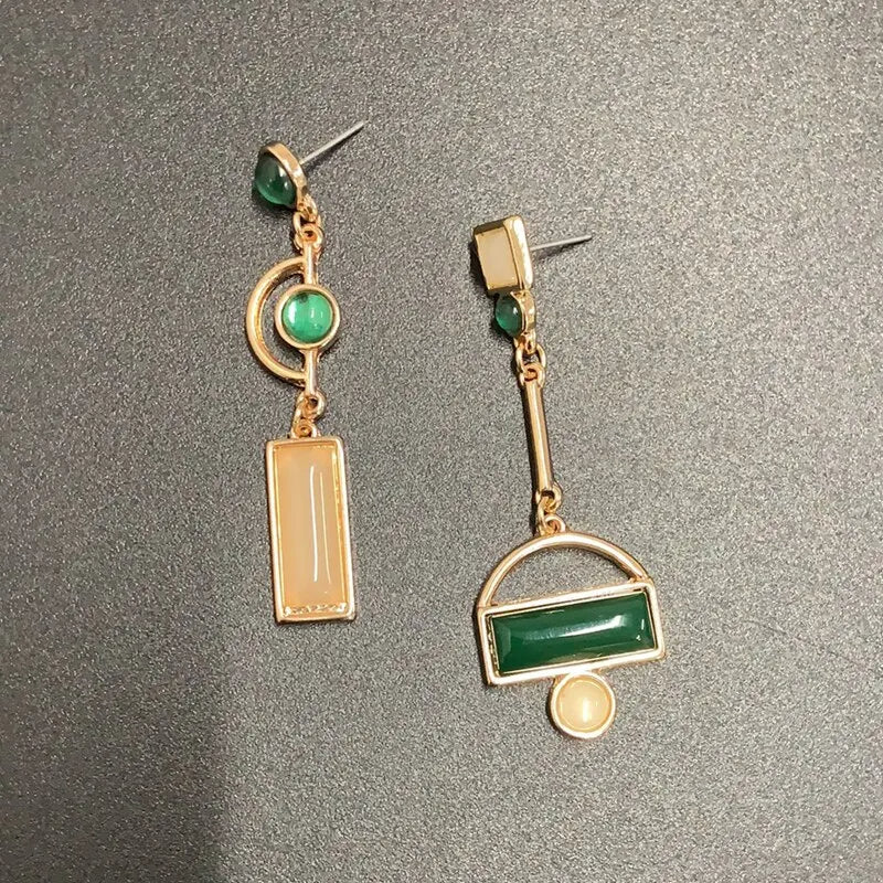 Irregular Enamel Geometric Drop Earrings