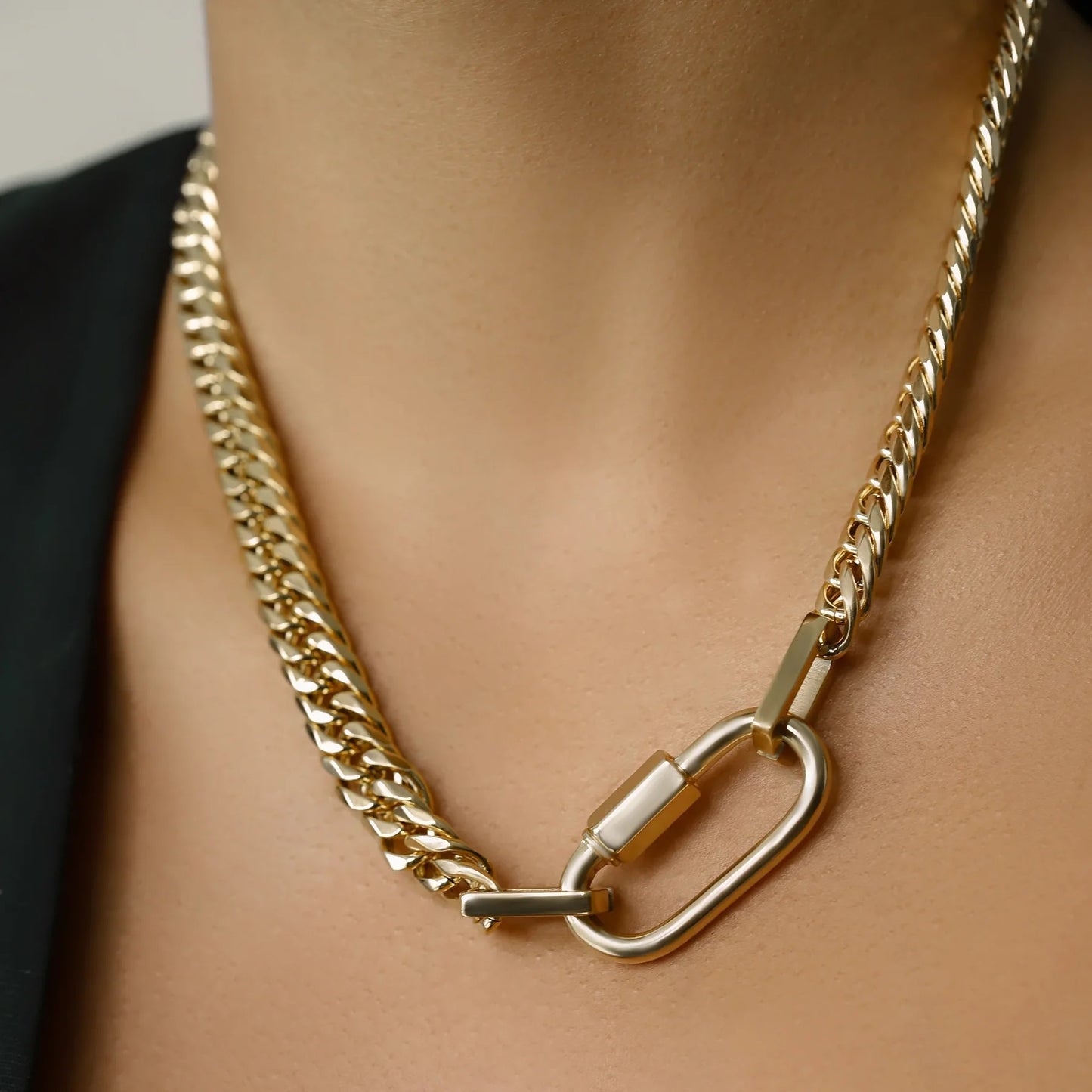 Ellipse Lock 18K Gold Plated Necklace