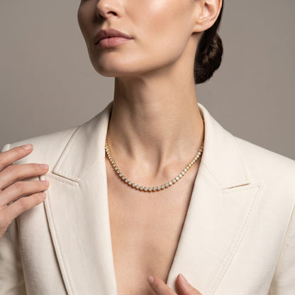 Tennis - Round Choker Various Shaped Bezel CZ Tennis Necklace