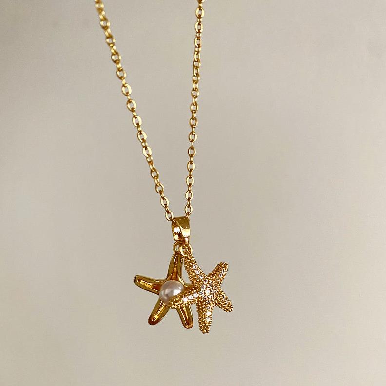 Gold Starfish Pendant Necklace