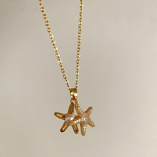 Gold Starfish Pendant Necklace