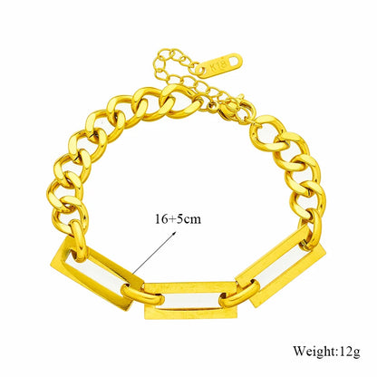 Cuba Chain Charm Necklace and Bracelet Set