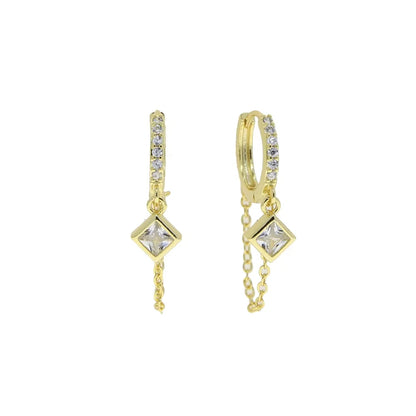 Geo-Chain Dangle Hoop Earrings