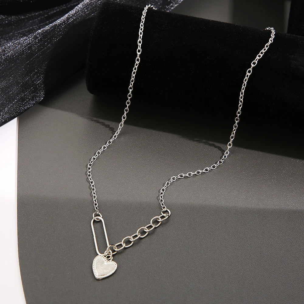 Heart Necklace Simple Silver-color