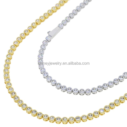 Tennis - Round Choker Various Shaped Bezel CZ Tennis Necklace