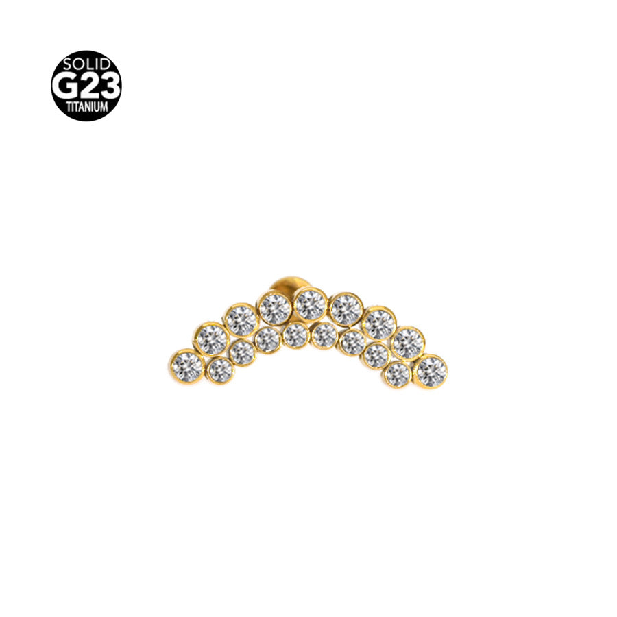 G23 Daimind Moon Ear Piercing Stud Titanium with AAA Cubic Zircon , Flat Back Earrings ( One Piece )