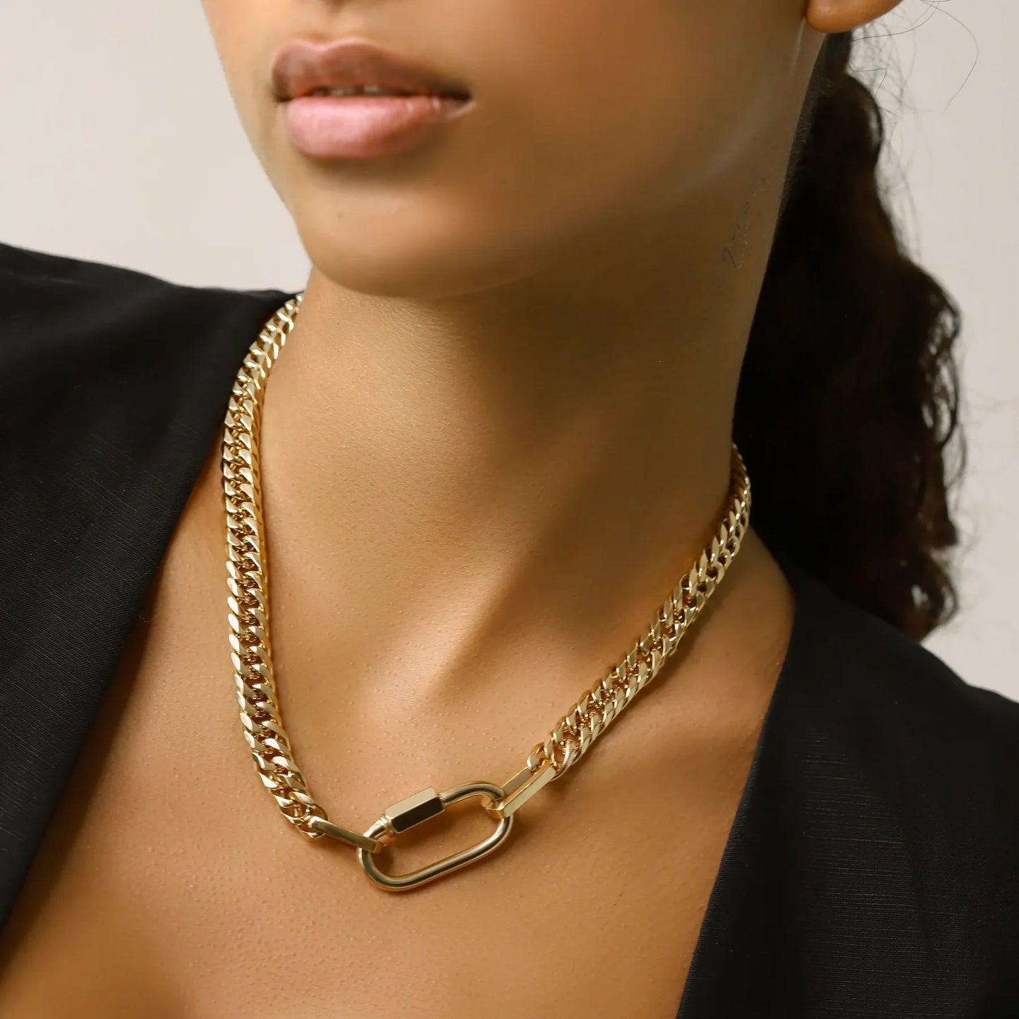 Ellipse Lock 18K Gold Plated Necklace