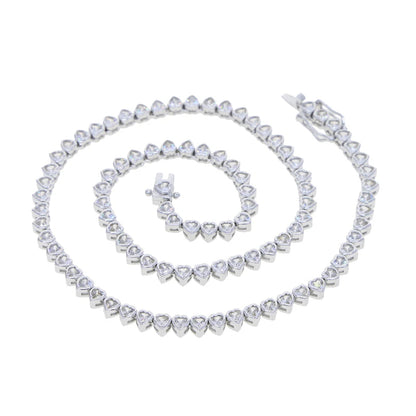 Tennis - Heart Choker Various Shaped Bezel CZ Tennis Necklace
