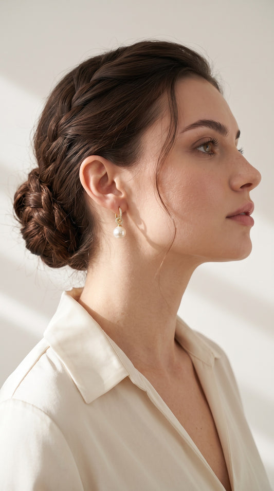 Elegant Pearl Hoops Earrings