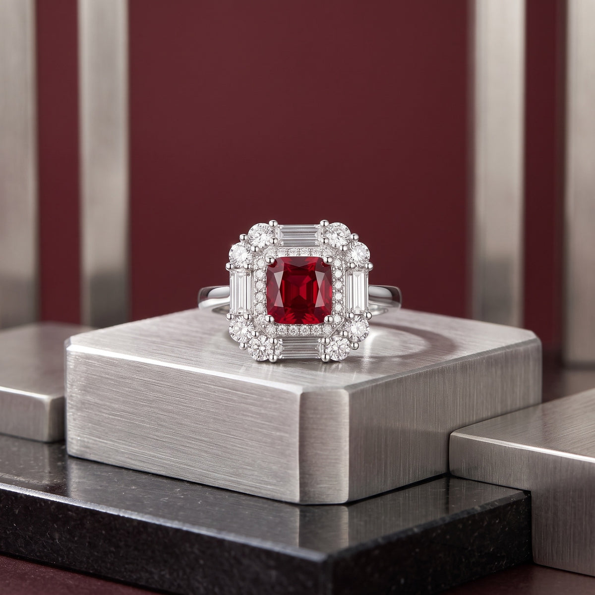 Fashion Micro-Set Zircon Square Different Diamond Colors Rings Adjustable