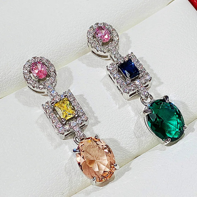 Luxury Colorful Earrings Bright Pink/Yellow/Blue/Green/White