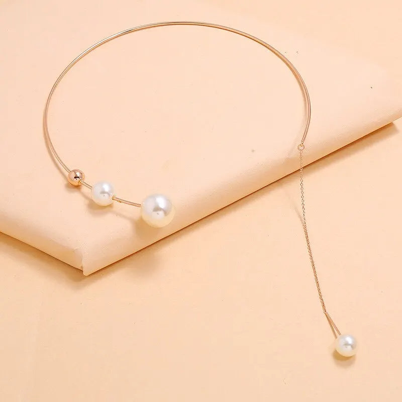 Five Different style of White Imitation Pearl Bead Necklace