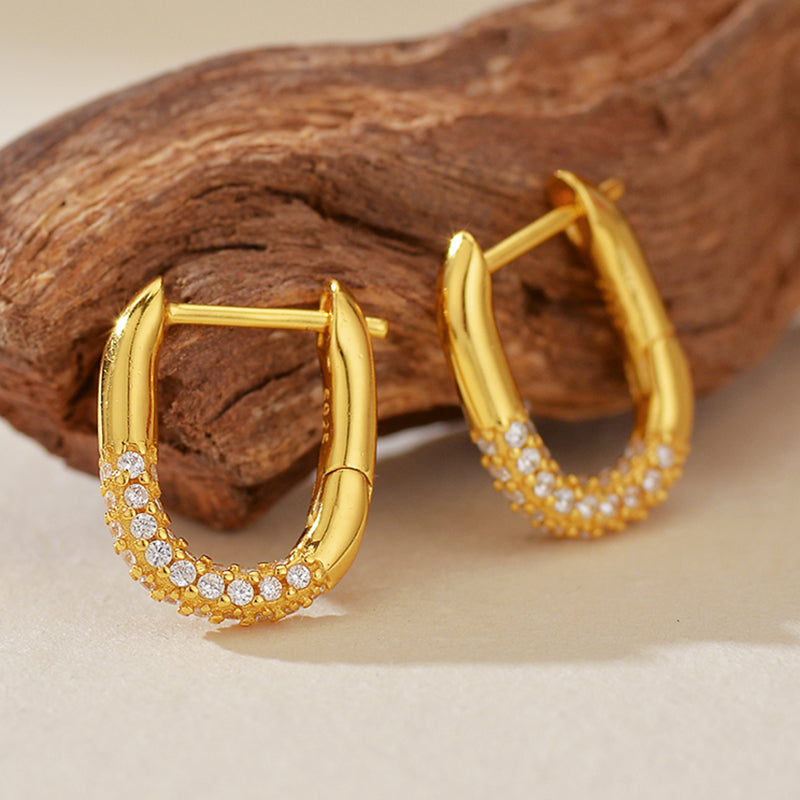 Linear Luxe Oval Zircon Hoop Earrings - Different Sizes