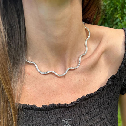 Wave Sparkle Choker Necklace
