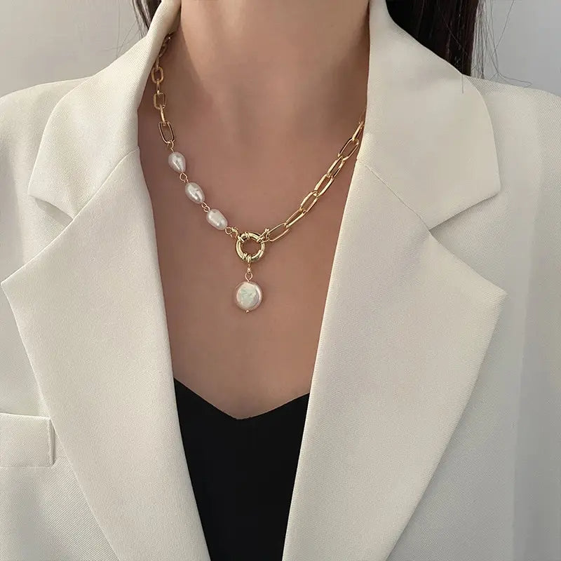 Five Different style of White Imitation Pearl Bead Necklace