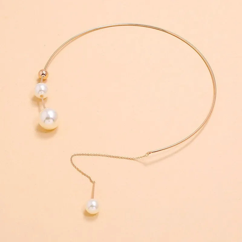 Five Different style of White Imitation Pearl Bead Necklace