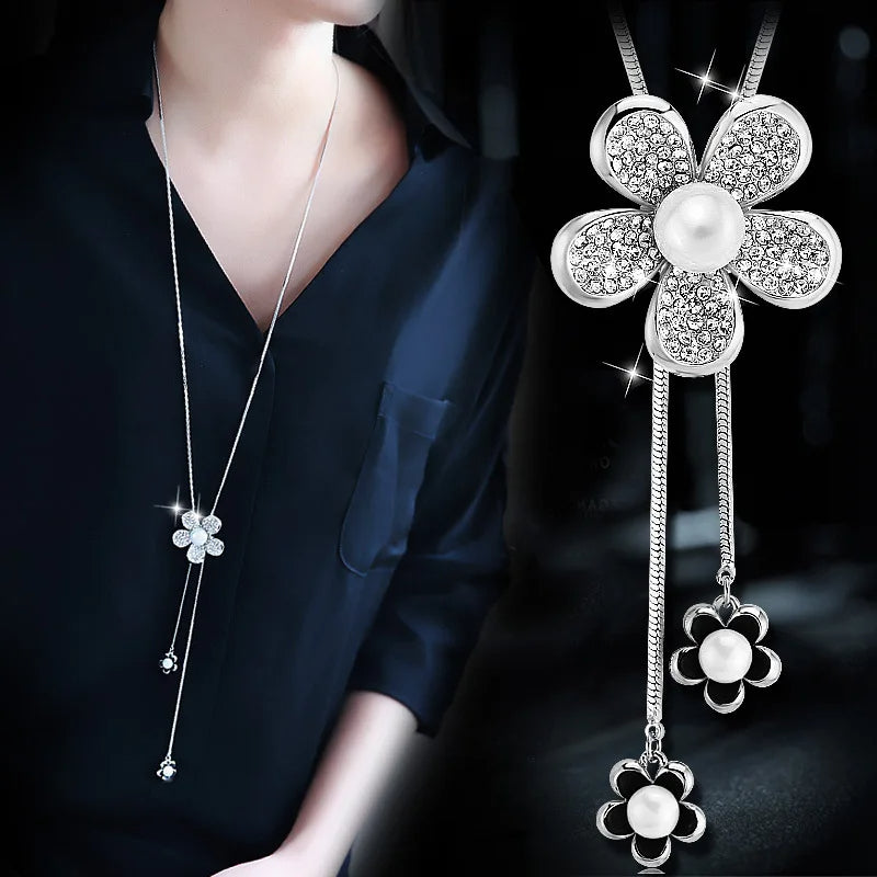 Long Necklace big Rhinestone Adjustable