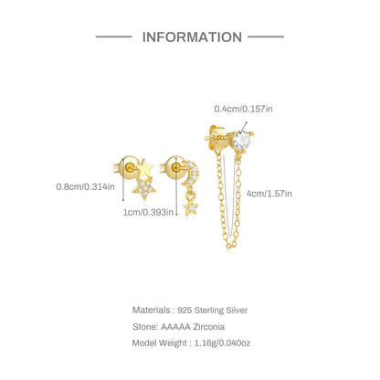 Celestial Dream Trio Earring (Single Ear Stack Set)