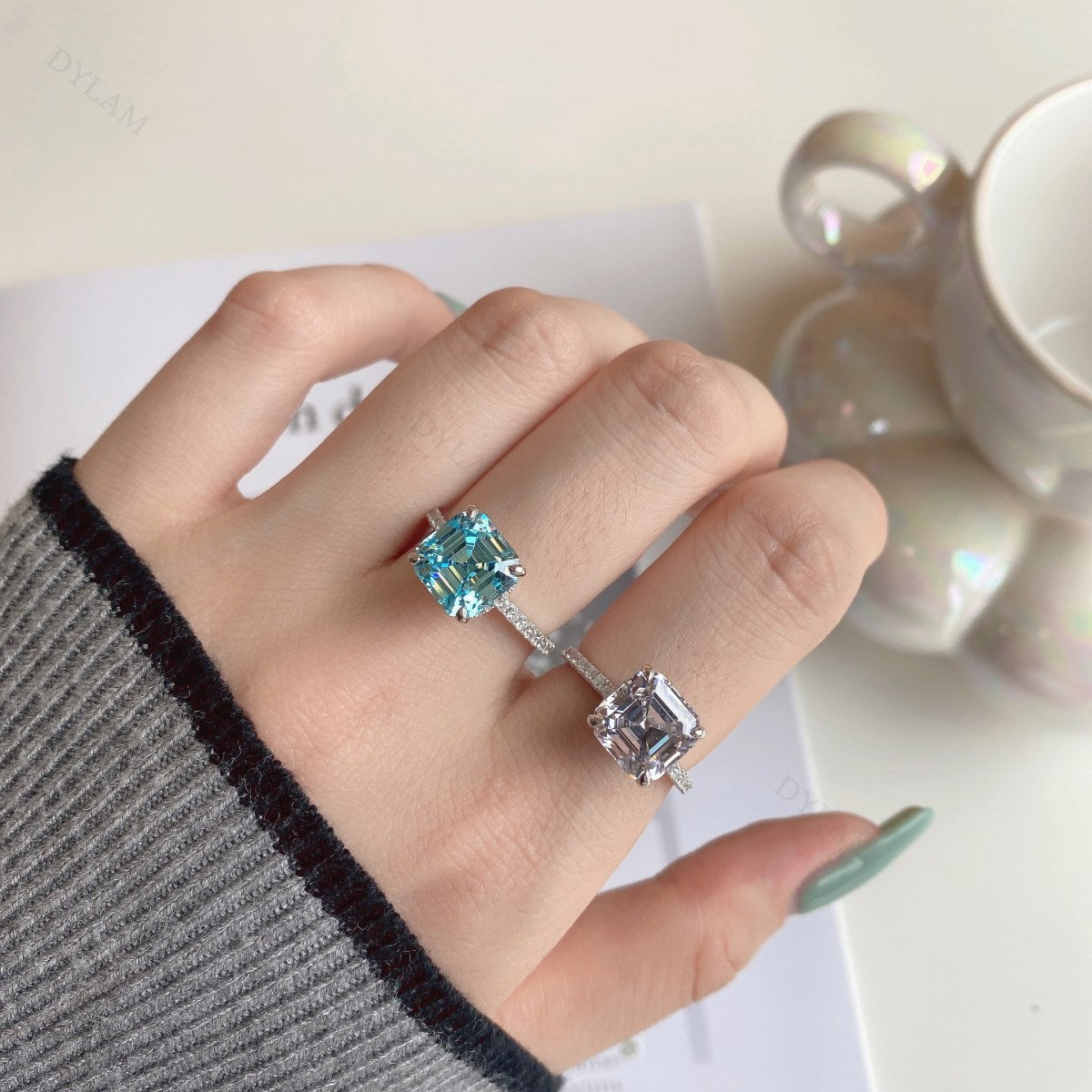 Chunky Ring Stone AAA zircon Fashion Fine Trendy Love Eternity S925 Silver Ring