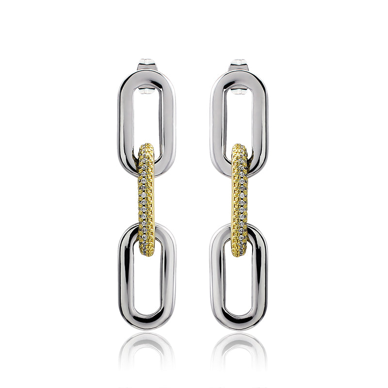 Crystal Stones Link Chain Earring