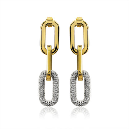 Crystal Stones Link Chain Earring