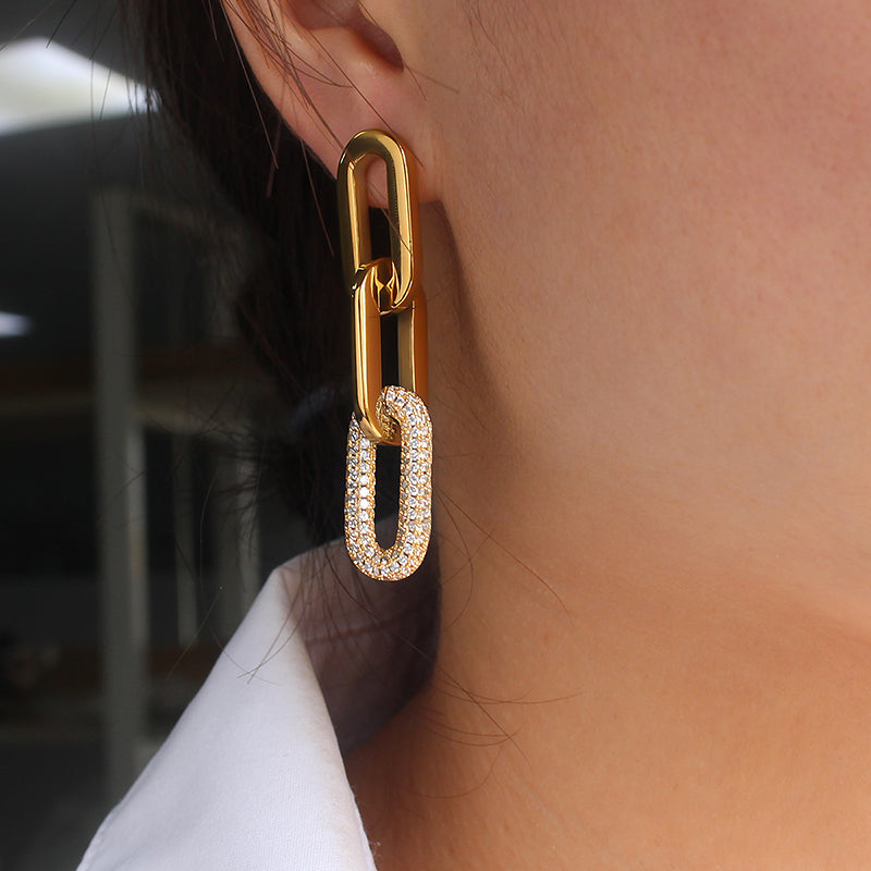 Crystal Stones Link Chain Earring