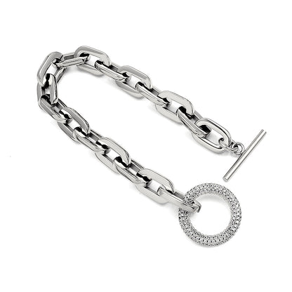 Round Crystal Rhinestones Links Chain Bracelet