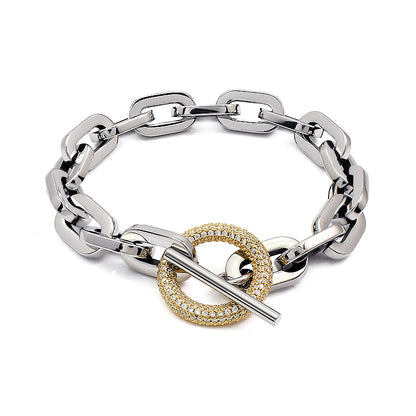 Round Crystal Rhinestones Links Chain Bracelet