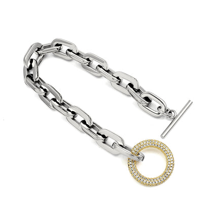 Round Crystal Rhinestones Links Chain Bracelet