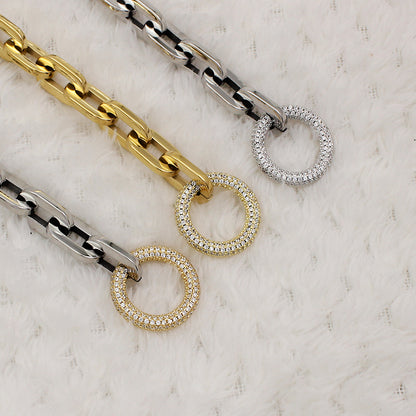 Round Crystal Rhinestones Links Chain Bracelet