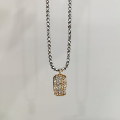 Brass Zircon Charm Necklace