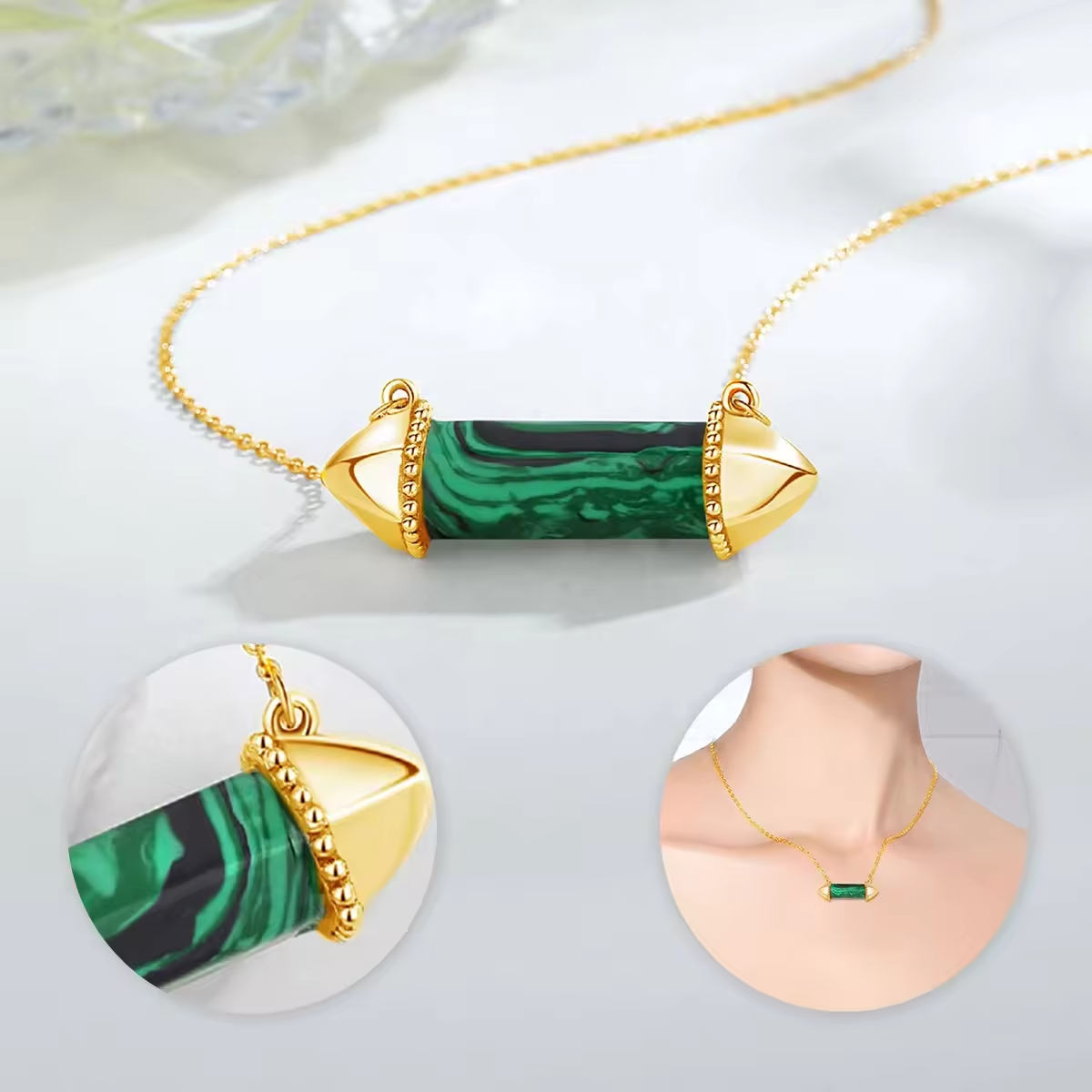 Malachite Green Natural Stone Necklace