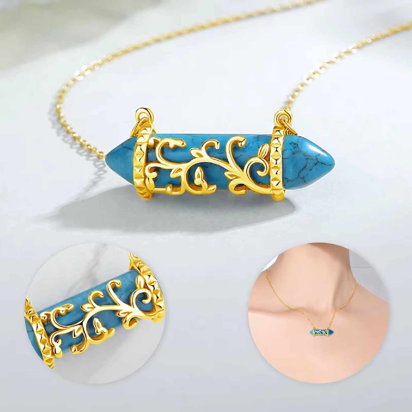 Healing Natural Stone with Islamic Design crystal pendant necklace