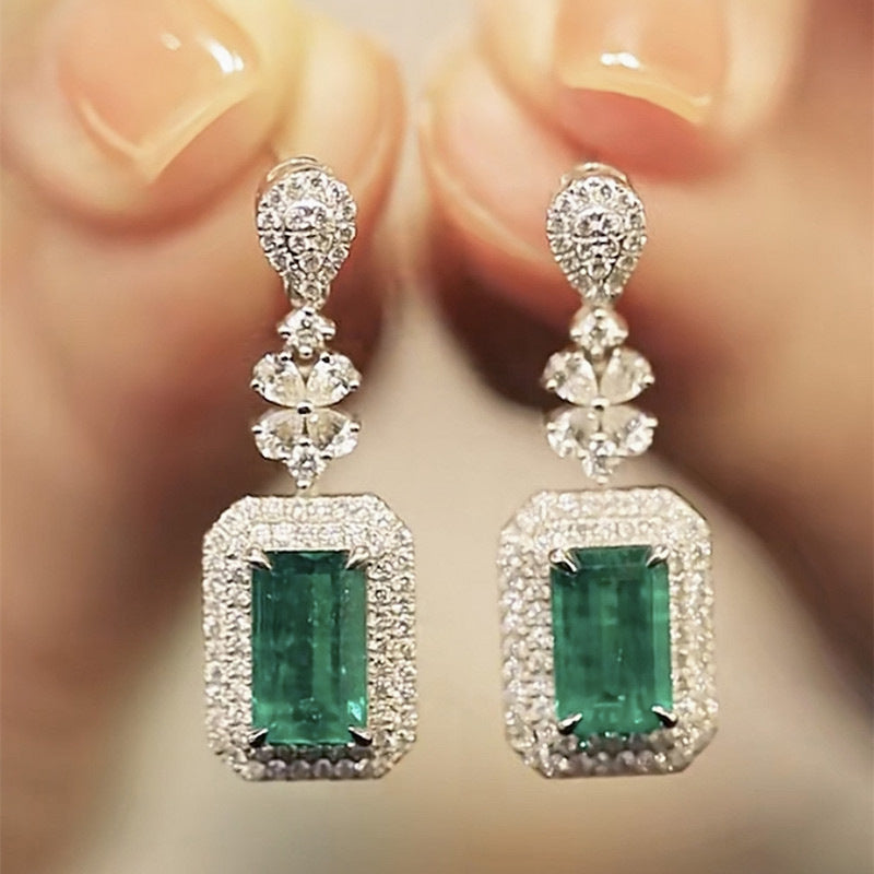 Luxury Trendy Emerald Green Earrings