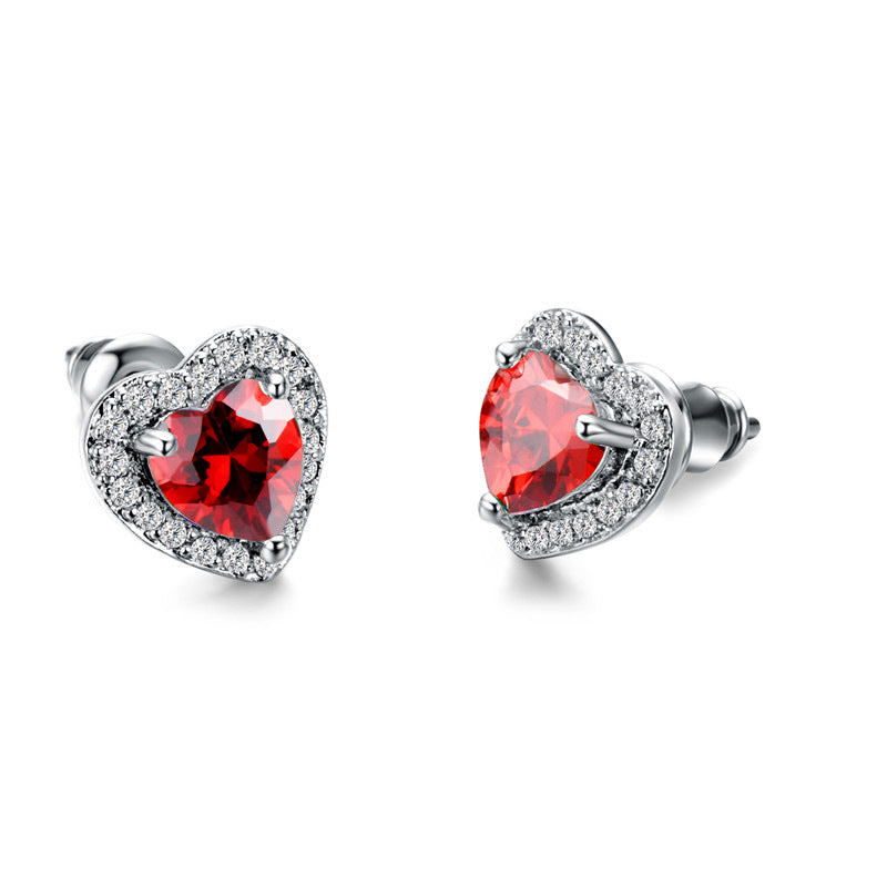 Heart Cut Diamond with Zirconia Stud Earring