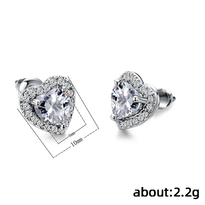 Heart Cut Diamond with Zirconia Stud Earring